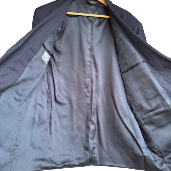 Barrington Premier Mens Suit Coat 44 Reg Navy Blue Worsted Wool Textured New - Picture 7 of 11